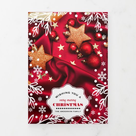 Sehr frohe Weihnachten. Mehrfamilienhaus Foto Dreifach Gefaltete Ankündigung (Cover)