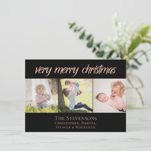 Sehr frohe Weihnachten | Modernes Rose Gold Chic F (Stehend Vorderseite)