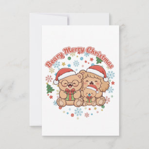 "Sehr frohe Weihnachten" Niedliche Teddybären-Fami Dankeskarte