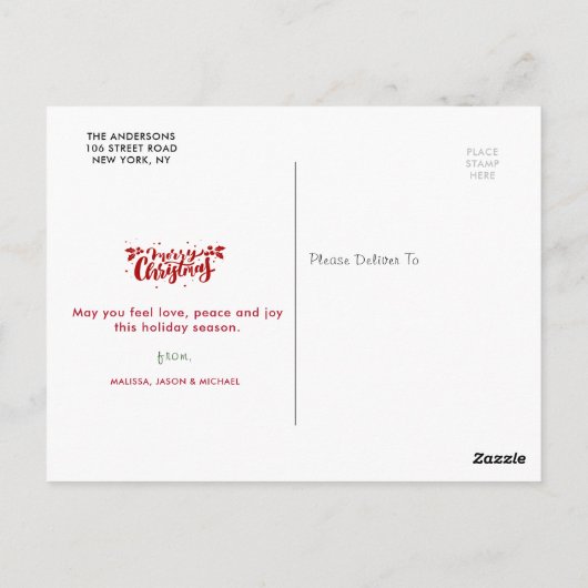 Sehr frohe Weihnachten Postkarte (Rückseite)