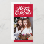 Sehr frohe Weihnachts-Fotokarte | Rot Feiertagskarte (Vorne/Hinten)