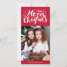 Sehr frohe Weihnachts-Fotokarte | Rot Feiertagskarte