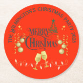 Sehr frohe Weihnachts-Party Runder Pappuntersetzer (Vorderseite)
