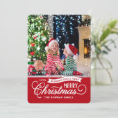 Sehr frohe Weihnachts-Script-Foto Feiertagskarte (Stehend Vorderseite)