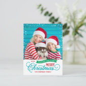 Sehr frohe Weihnachts-Script-Foto Feiertagspostkarte (Stehend Vorderseite)