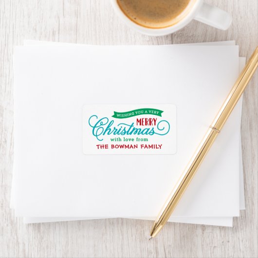 Sehr frohe Weihnachts-Script-Weihnachtsgeschenk Adressaufkleber (Insitu)