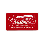 Sehr frohe Weihnachts-Script-Weihnachtsgeschenk Adressaufkleber (Vorne)