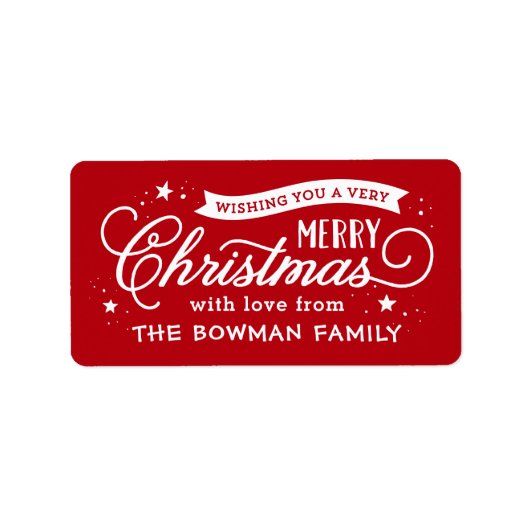 Sehr frohe Weihnachts-Script-Weihnachtsgeschenk Adressaufkleber (Vorne)