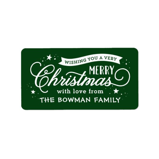 Sehr frohe Weihnachts-Script-Weihnachtsgeschenk Adressaufkleber (Vorne)