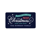 Sehr frohe Weihnachts-Script-Weihnachtsgeschenk Adressaufkleber (Vorne)