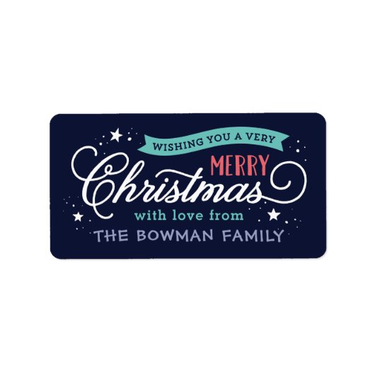 Sehr frohe Weihnachts-Script-Weihnachtsgeschenk Adressaufkleber (Vorne)