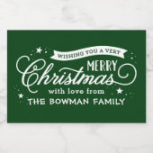 Sehr frohe Weihnachts-Script-Weihnachtsgeschenk Schaumweinetikett (Einzelnes Label)