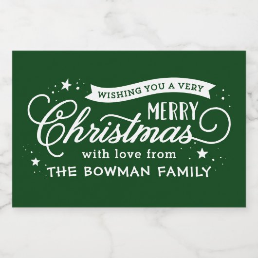 Sehr frohe Weihnachts-Script-Weihnachtsgeschenk Schaumweinetikett (Einzelnes Label)