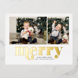 Sehr frohe Weihnachtsgalerie von 2 Fotos Urlaub Folie Einladungspostkarte