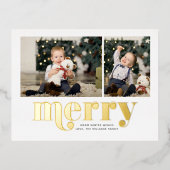 Sehr frohe Weihnachtsgalerie von 2 Fotos Urlaub Folie Einladungspostkarte (Vorderseite)