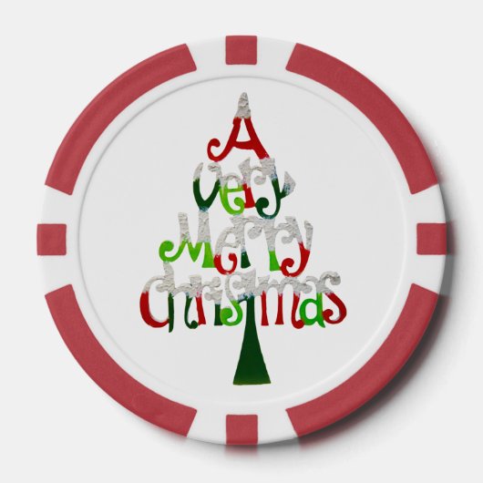Sehr froher Weihnachtsbaum Pokerchips (Vorderseite)