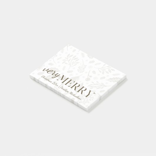 Sehr froher Winter botanisch mit Namen Weihnachten Post-it Klebezettel (angewinkelt)