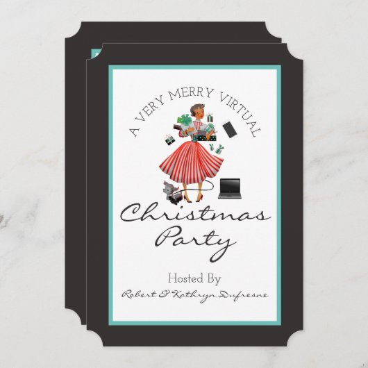 Sehr frohes virtuelles Weihnachtsfest-Party Einladung (Vorne/Hinten)