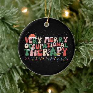 Sehr fröhliche Ergotherapie Weihnachten OT Xmas Keramik Ornament