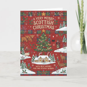 Sehr fröhliche schottische Weihnachts-Cottage-Kart Karte