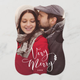Sehr fröhliche weiße Skript-WeihnachtsFoto-Karten Einladung