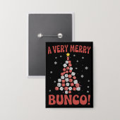 Sehr fröhlicher Bunco-Weihnachtsbaum-Würfelspielab Button (Vorderseite/Rückseite)