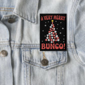 Sehr fröhlicher Bunco-Weihnachtsbaum-Würfelspielab Button (Insitu)