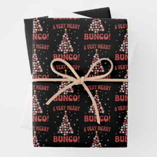 Sehr fröhlicher Bunco-Weihnachtsbaum-Würfelspielab Geschenkpapier Set