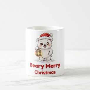 Sehr fröhlicher Weihnachtspolarbär-Laternen-Mug Kaffeetasse