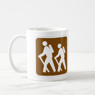 Sehr Fun Klassischer Wanderweg Zeichen Kaffeetasse