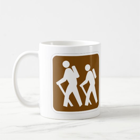 Sehr Fun Klassischer Wanderweg Zeichen Kaffeetasse (Links)