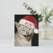 Sehr Funny Santa Cat Laugh Foto Weihnachten (Stehend Vorderseite)