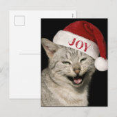 Sehr Funny Santa Cat Laugh Foto Weihnachten (Vorne/Hinten)