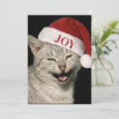 Sehr Funny Santa Cat Laugh Foto Weihnachten (Stehend Vorderseite)