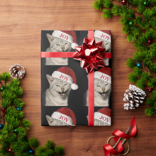 Sehr Funny Santa Cat Laugh Foto Weihnachten Geschenkpapier