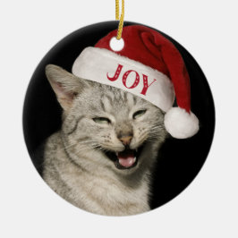 Sehr Funny Santa Cat Laugh Foto Weihnachten Keramik Ornament