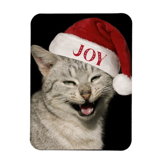 Sehr Funny Santa Cat Laugh Foto Weihnachten Magnet (Vertikal)