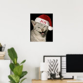 Sehr Funny Santa Cat Laugh Foto Weihnachten Poster (Heimbüro)