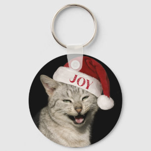 Sehr Funny Santa Cat Laugh Foto Weihnachten Schlüsselanhänger