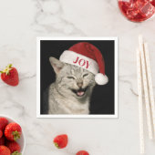 Sehr Funny Santa Cat Laugh Foto Weihnachten Serviette (Beispiel)