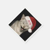 Sehr Funny Santa Cat Laugh Foto Weihnachten Serviette (Ecke)