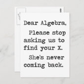 Sehr geehrte Algebra Bitte Frag uns nicht, um Ihr  Postkarte (Vorne/Hinten)