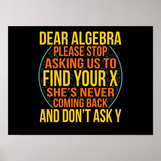 Sehr geehrte Algebra Mathematiker Mathematik Mathe Poster (Vorne)