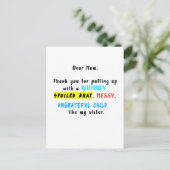 Sehr geehrte Mama, danke, dass Sie einen verwöhnte Postkarte (Stehend Vorderseite)