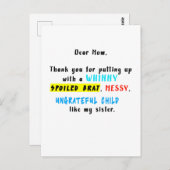 Sehr geehrte Mama, danke, dass Sie einen verwöhnte Postkarte (Vorne/Hinten)