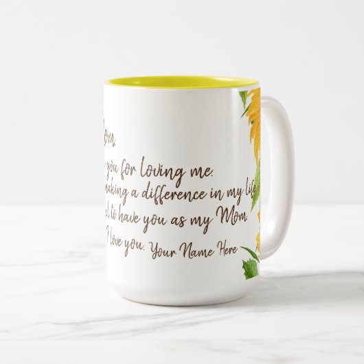 Sehr geehrte Mama Letter Message Zweifarbige Tasse (VorderseiteRechts)