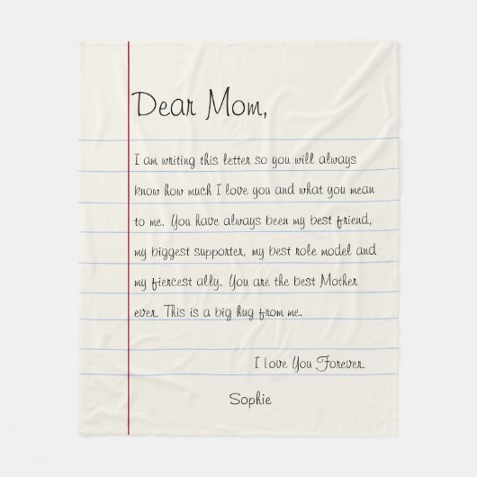 Sehr geehrte Mama Notebook-Letter Beste Mama Mutte Fleecedecke (Vorderseite)