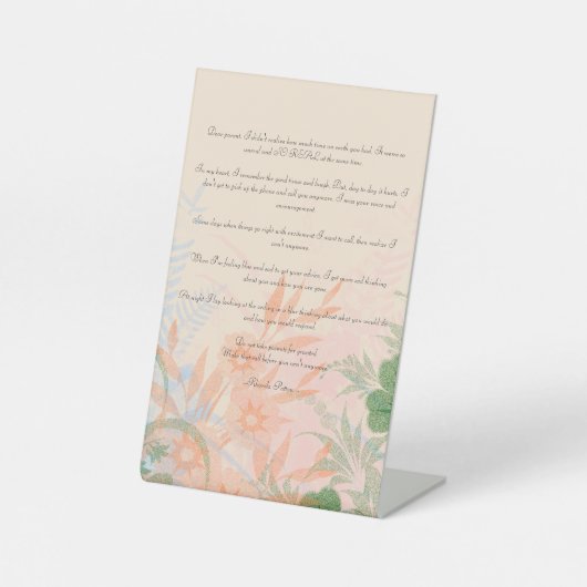 Sehr geehrte Mutter Sockelschild (Vorderseite)