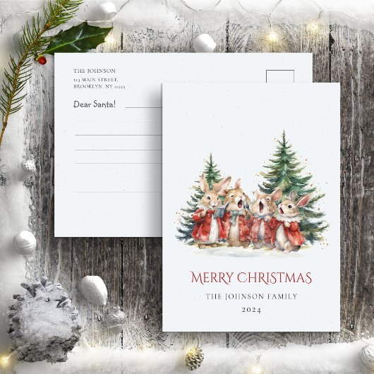 Sehr geehrte Santa Letter Niedlich Funny Bunnies B Postkarte