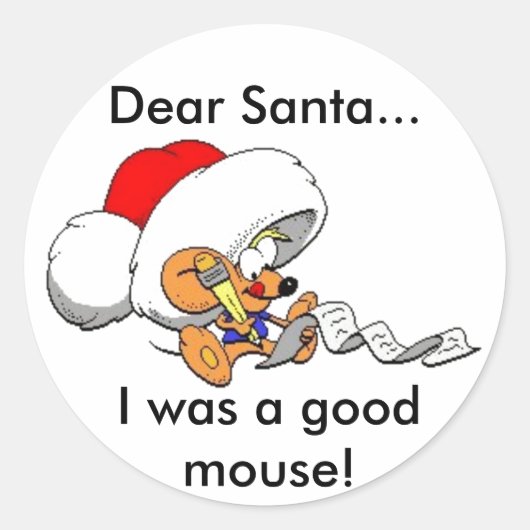 Sehr geehrte Santa Mouse Runder Aufkleber (Vorderseite)